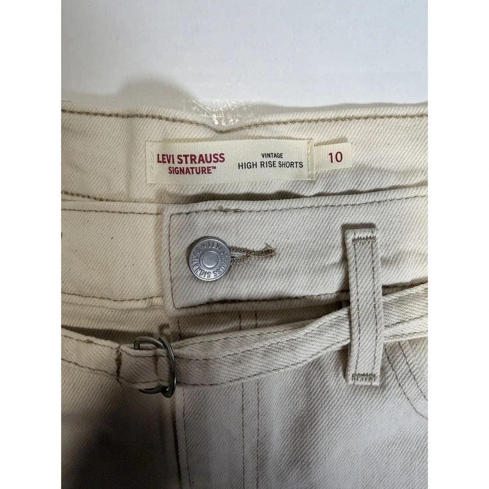 Levi Strauss Signature Shorts Kids 10 Cream NWT Vintage A-Line Belted High Rise